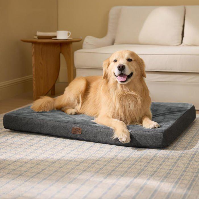 Bedsure Matelas Chien Memoire de Forme - Coussin Grande Taille Orthopedique, Tapis Lavable et Antiderapant, Lit pour Chien Interieur
