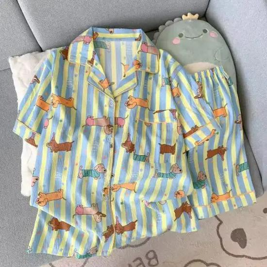 Nuovo Set Pigiama Estivo da Donna in Cotone Nuvola - Carino a Maniche Corte con Pantaloncini