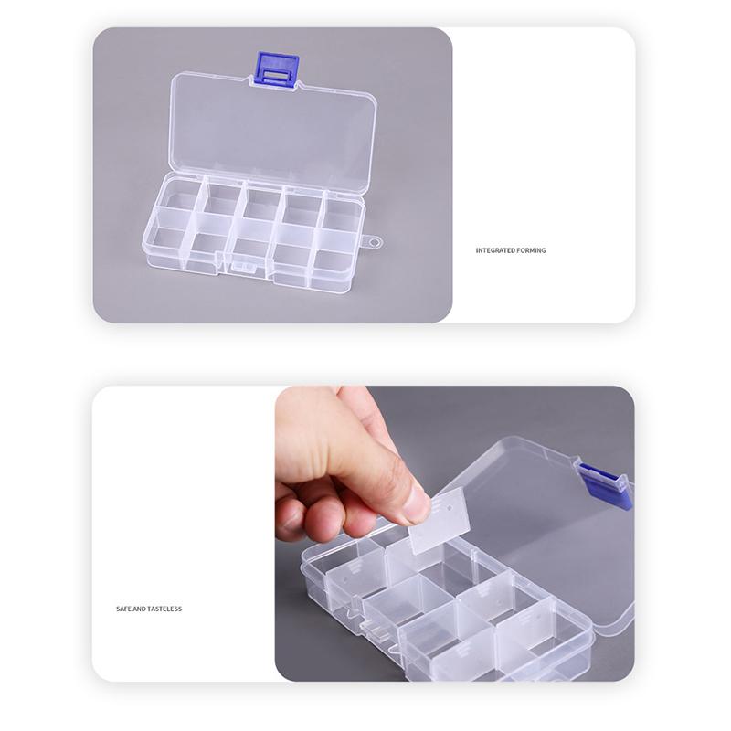 10 przegródek Odpinany przezroczysty plastikowy pojemnik do przechowywania