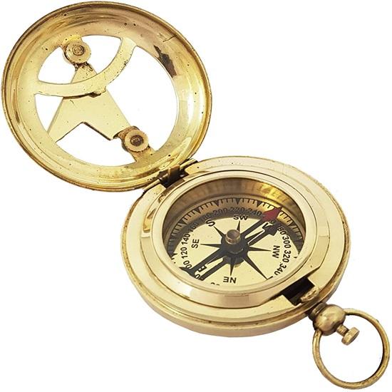 Push Button Brass Pocket Compass 5.08 Cm