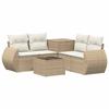Sofa Set 6 Pcs. Beige and Cream White Poly Rattan and Steel