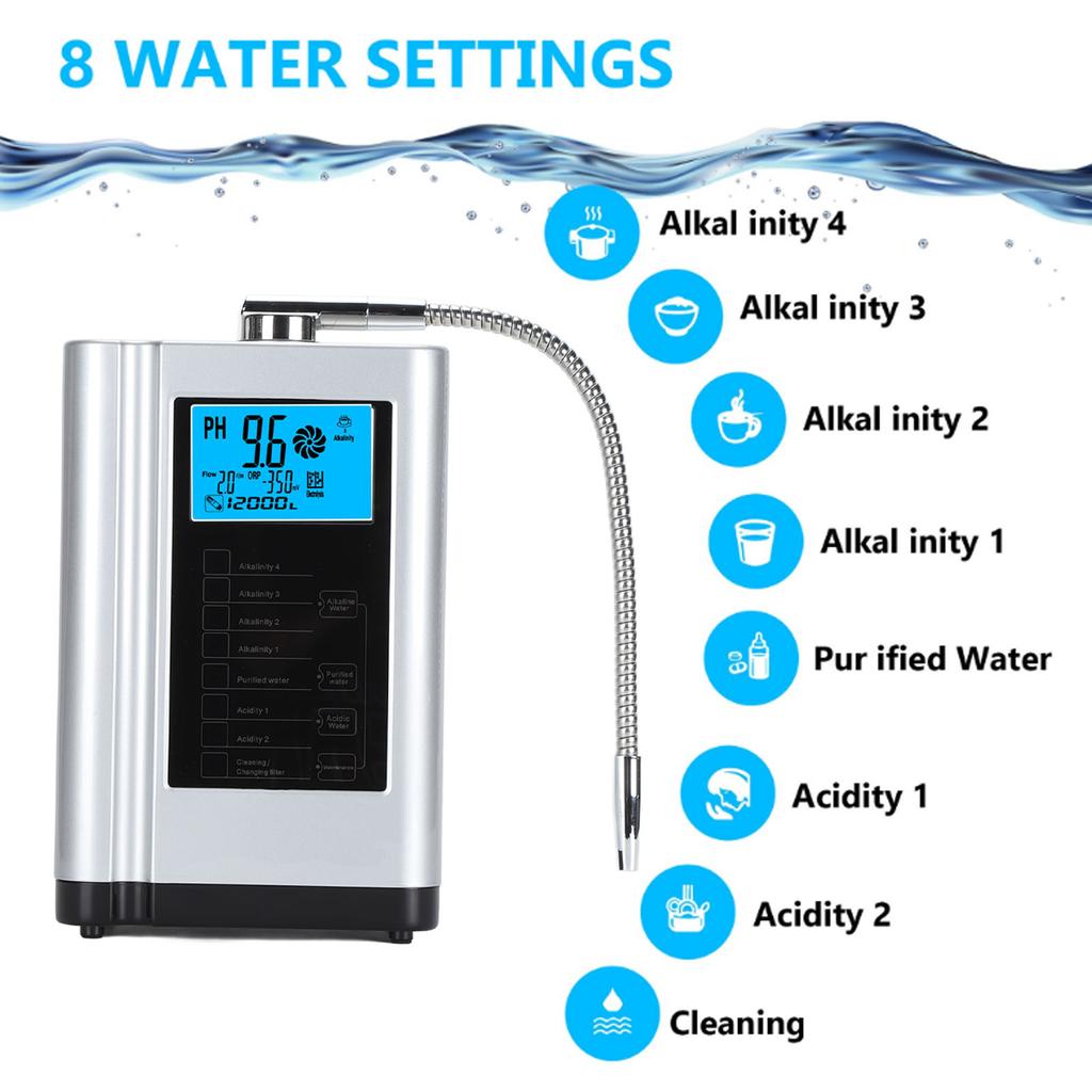 Hydrogen Rich Water Generator Wall Mounted Multifunctional Small Molecule Cluster Alkaline Acidic Water Ionizer with 3.8in LCD