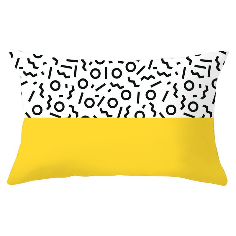 Home Geometric Peach Skin Waist Pillow Case Nordic Style Sofa Printed Pillow Case Office Lumbar Pillow