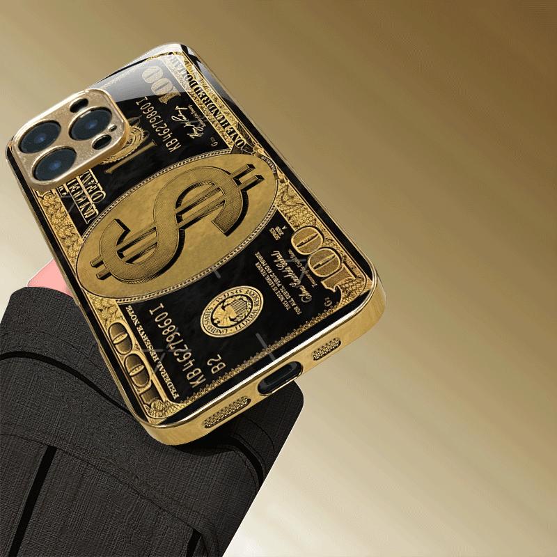 Trend Creativity Banknote Luxurious High-end Phone Case Electroplated Glass PhoneCase for iPhone 17161514131211pm Pro Plus