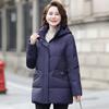 Big mother down jacket women's medium and long foreign gas thickened cold-proof hooded large size white duck down high-quality coat