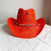 Cowboy Hat Red Hand-painted Summer Straw Hat Men and Women Cowboy Hat Outdoor Travel Sun Protection Beach Hat Sombrero Vaquero