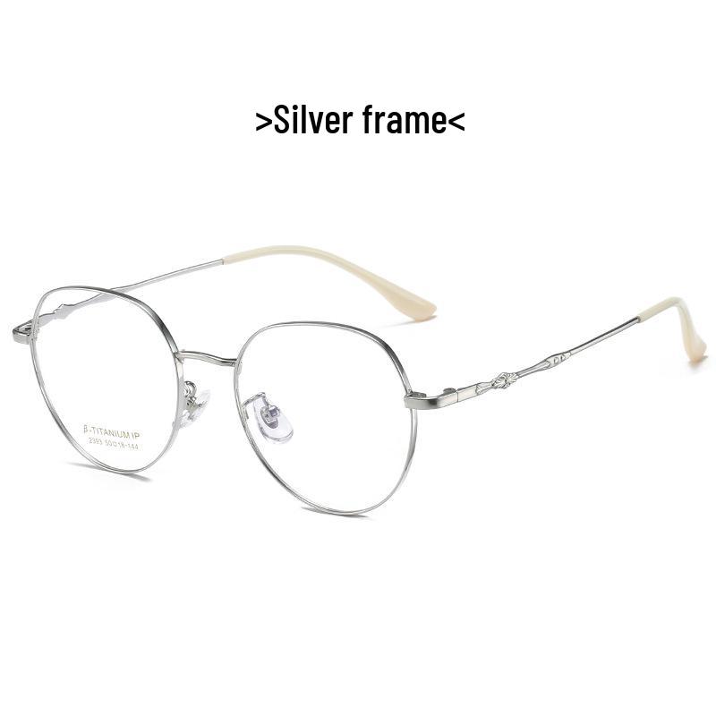 2023 Korean Style Ultra-light Titanium Round Glasses with Exquisite Crotone Temple