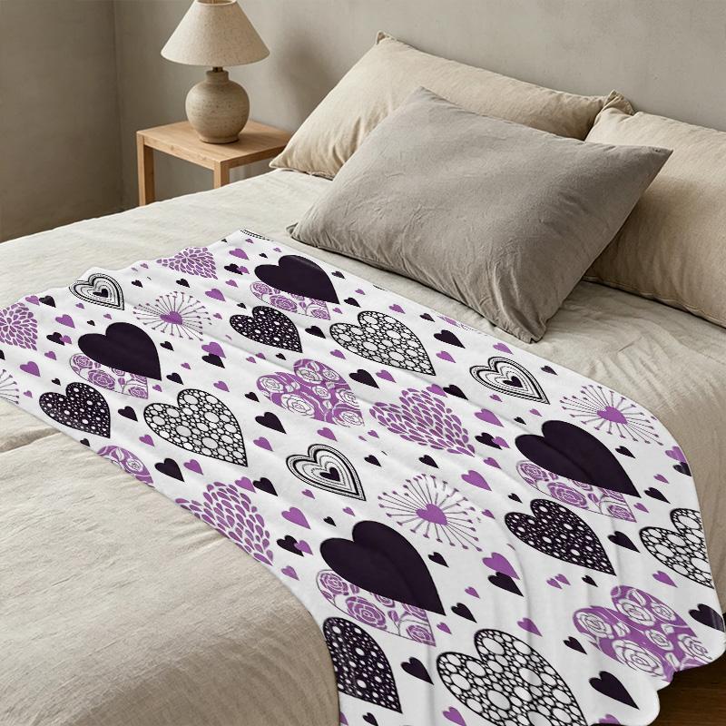 Heart Flannel Blanket High-Density Plush Soft, Warm & Breathable, Skin-Friendly Multi-Use for Couch Bedroom, Ideal Valentine’s Gift