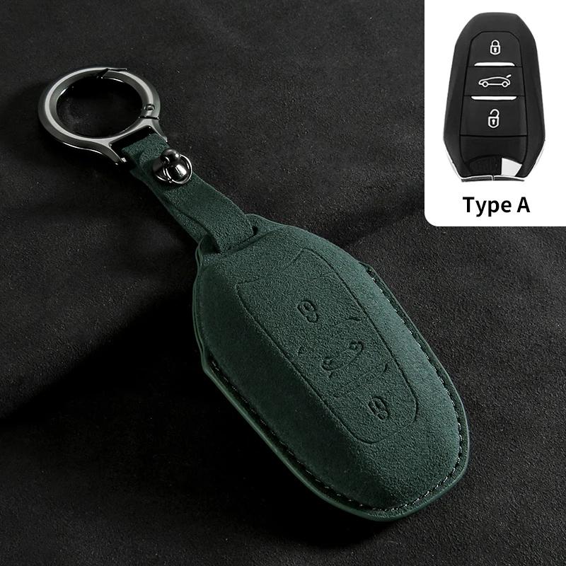 

Leather Car Key Case Cover For Peugeot 308 408 508 Citroen C4L C6 C3-XR Picasso DS3 DS4 DS5 Shell Keychain For Peugeot