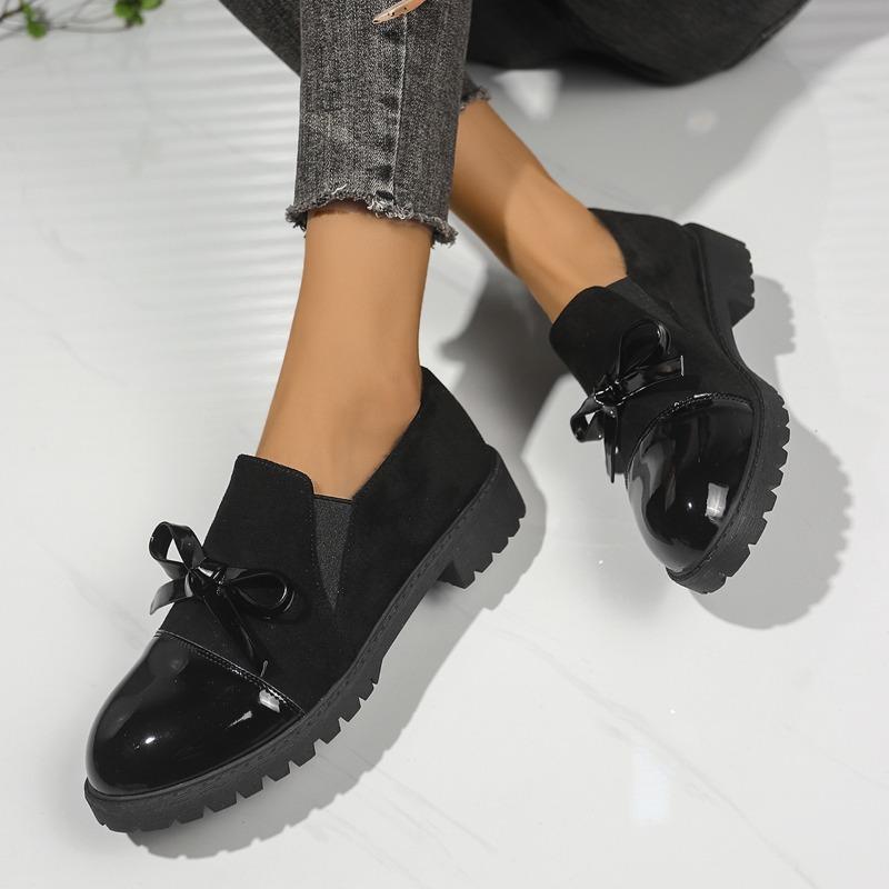 Fashion Women's Fashion Single Shoes Spring New Round Head Deep Mouth Butterfly Knot Soft Sole Anti-slip Wear-resistant Low-top Shoes