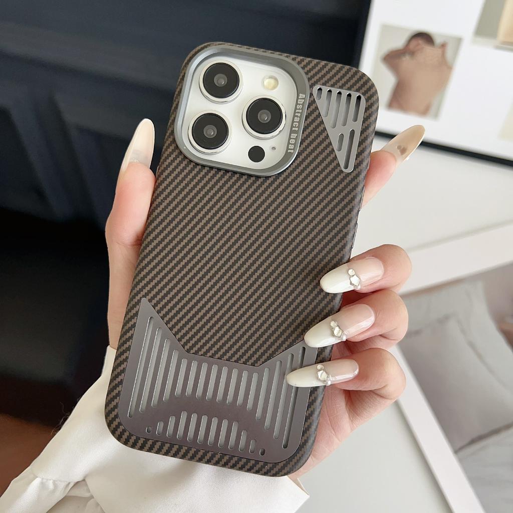 For iPhone 16 Pro Case Compatible with MagSafe Aluminium Alloy Heat Dissipation Leather Phone Back Cover