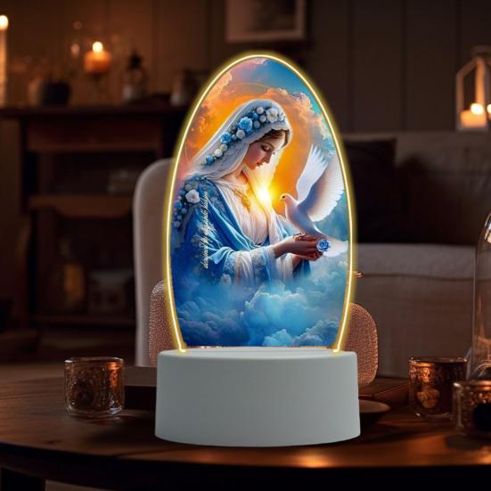 Guadalupe Virgin Prayer Lamp USB Powered Warm Light Soft Glow Catholic Night Light LED Religious Decor for Home Altar Bedroom Office Gift
