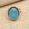 Blue Chalcedony  Ring 925 Sterling Silver Handmade Lab-Created Jewelry For Birthday Gift