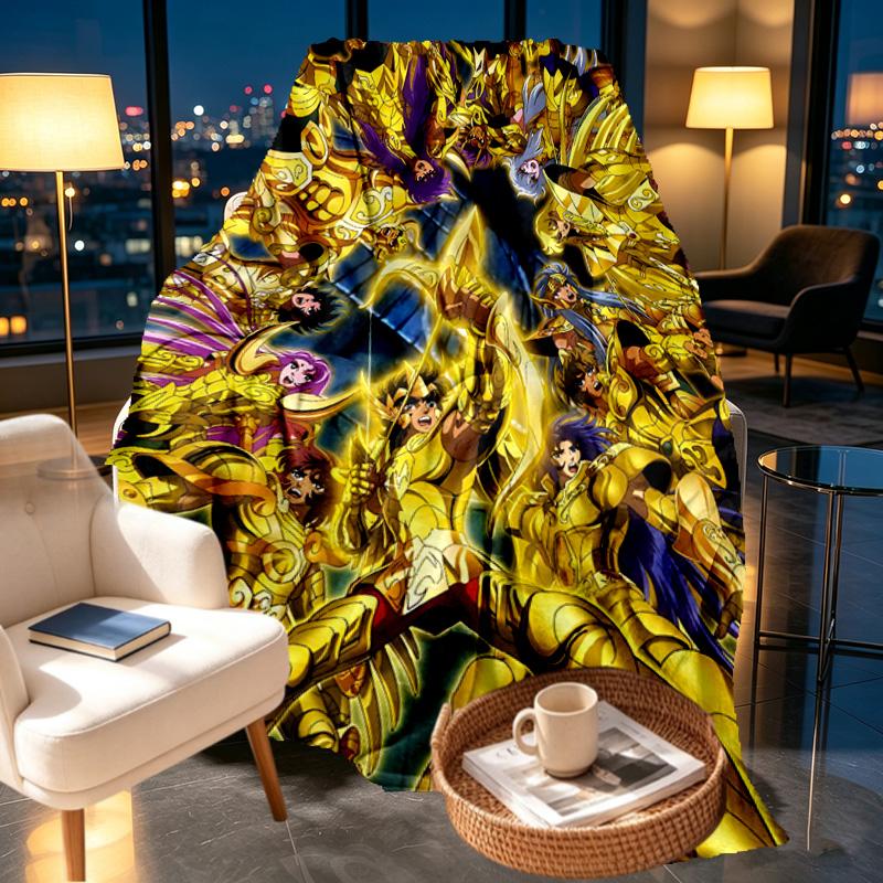 Saint Seiya Print Blanket - Soft & Comfortable, for Bedroom, Travel, Sofa, Home Decoration - Birthday Christmas Gift for Friend