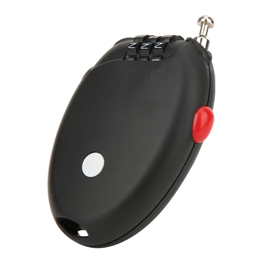L 01 Black Mini Multi Function Bicycle 3 Digit Password Steel Cable Lock Bike Anti Theft Wire Lock