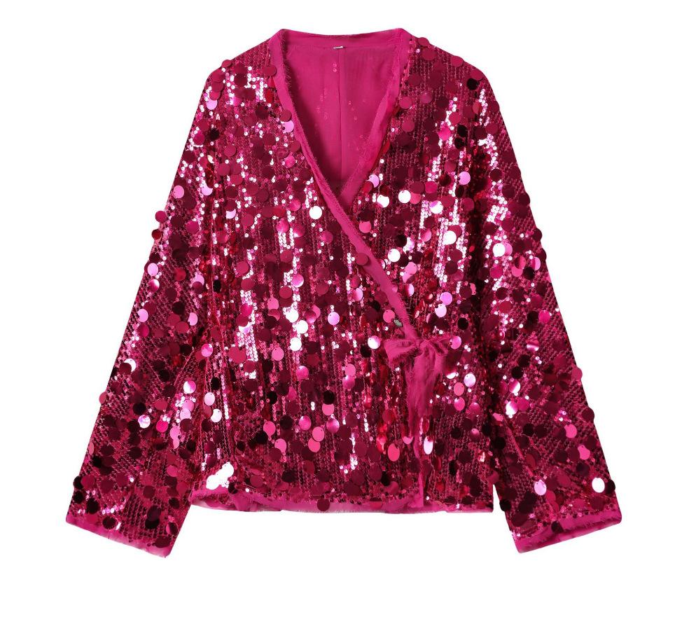 Women'S Fashion Versatile Kimono Sequined Top Nightclub
