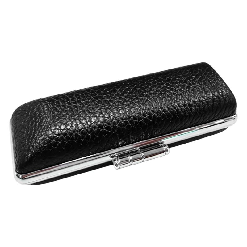 Portable Stamper Storage Box With Velvety Fabric Lining PU Leather Metal Stamper Holder For Business Document Stamping
