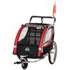 Carrellino Bici per Bambini, 2-in-1, Funzione Jogging, Telo Resistente alle Intemperie, Telaio in Acciaio, Rosso+Nero, 142 x 75 x 101cm