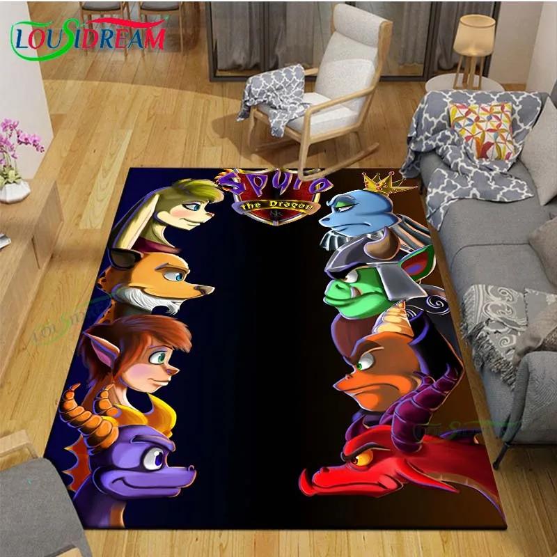 3D Klasické Hry S-Spyro Drak Tištěné Koberce Obývací Pokoj Protiskluzový Plošný Koberec Dětský Pokoj Rohožky Jóga Podložka Velký Koberec Dekor