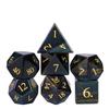 Cusdie Cat's Eye Stone DND Dice Handmade D4-D20 Polyhedral Gemstone Dice Set with Leather Box for Tabletop RPG Collection