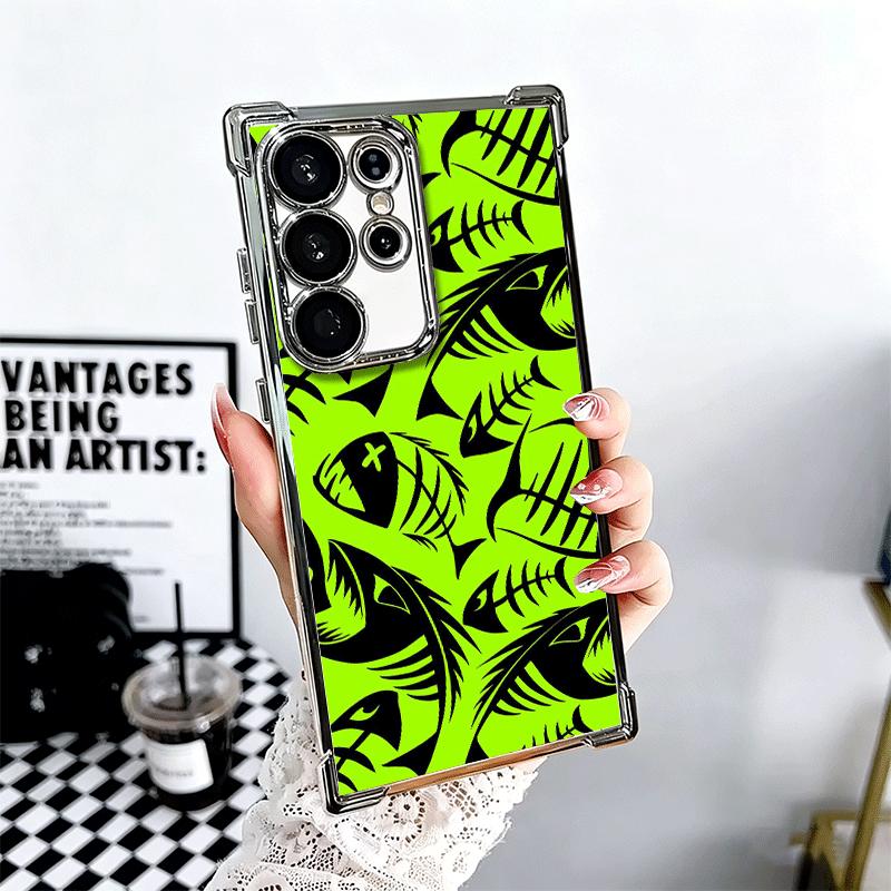 

Horror Zombie Skeleton Green Soft Phone Case For Samsung Galaxy S26 Ultra S25 Edge S24 FE S23 Plus S22 S21 + S20 Plating Anti-Fa Samsung S25