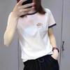 New 2026 Cartoon Rabbit Color Block Collar Short Sleeve Women's Slimming Age-Reducing Top