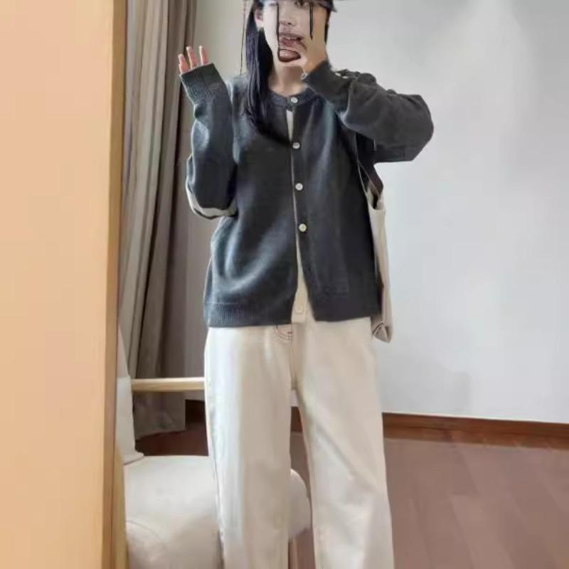 Autumn and Winter New College Style Knitted Cardigan Sweater Fashionable Three Bars Contrasting Color Design Loose and Versatile Outerwear Top