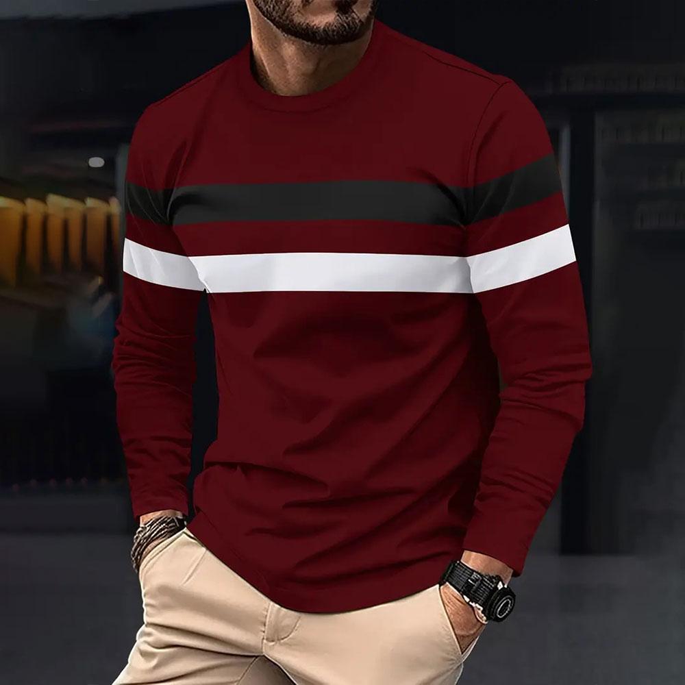 Men's Large Size Loose 3d Color T-shirt Autumn New Fashion Round Neck Long Sleeve Tshirt Men Street Daily Casual Sports Shirt