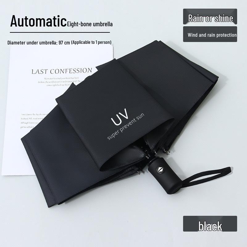 UV Protection Sun & Rain Foldable Umbrella with Black Coating for Students