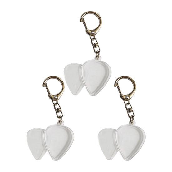 Heart-Shaped Guitar Pick Holder Keychain Clear Case Portable Acoustic Guitar