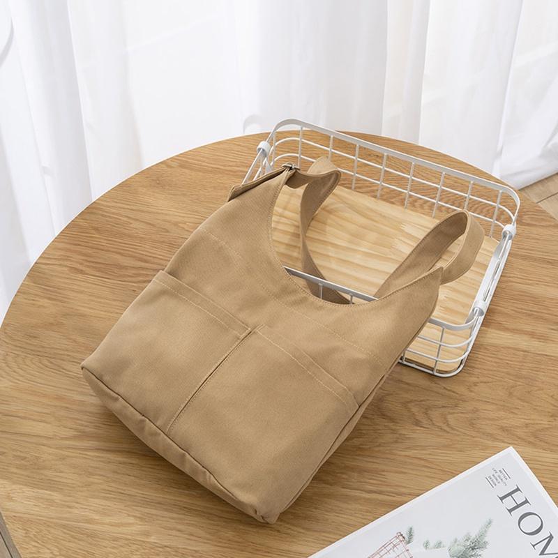 IELGY Large-capacity Multi-pocket Japanese Style Simple Messenger Canvas Bag Women