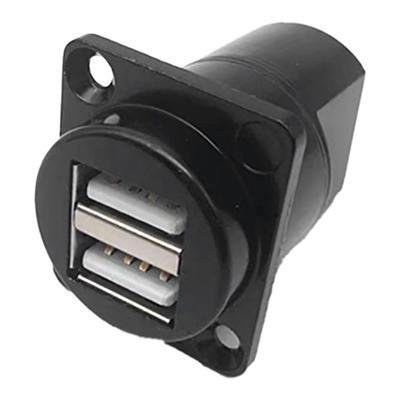 USB Panel Mount Connector Female To Female Dual Ports Stable Data Transmission D Type USB Socket