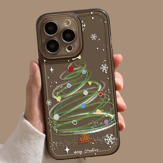 

Прозорий чохол для телефону Merry Christmas для iPhone 15 14 13 12 11 Pro Max X XS XR 8 7 Plus Санта Клаус ялинка новорічний подарунок чохол для телефону iPhone 13 чорний