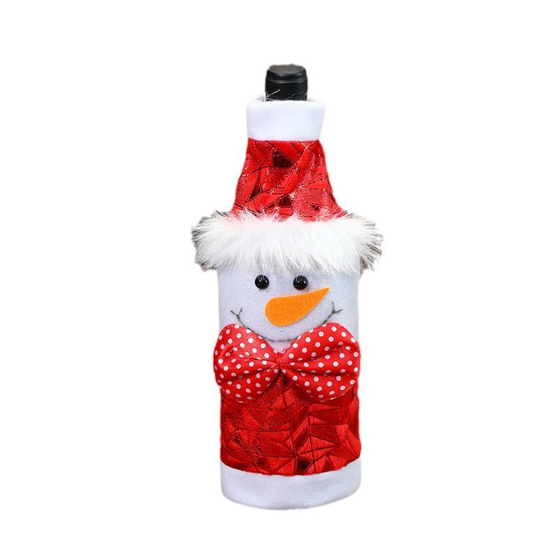 Festive Wine Bottle Covers: Christmas & New Year Table Decor with Cartoon Santa & Snowman Sleeves
