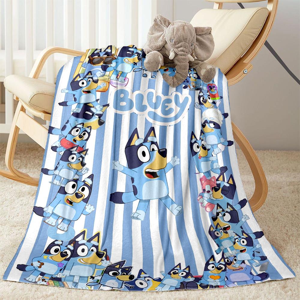 Bluey's Blue Fun Blanket Soft Warm Cozy Perfect for Office Chair Office Chair All-Season Use Stylish Decor Suitable for Gifting Relatives and Friends