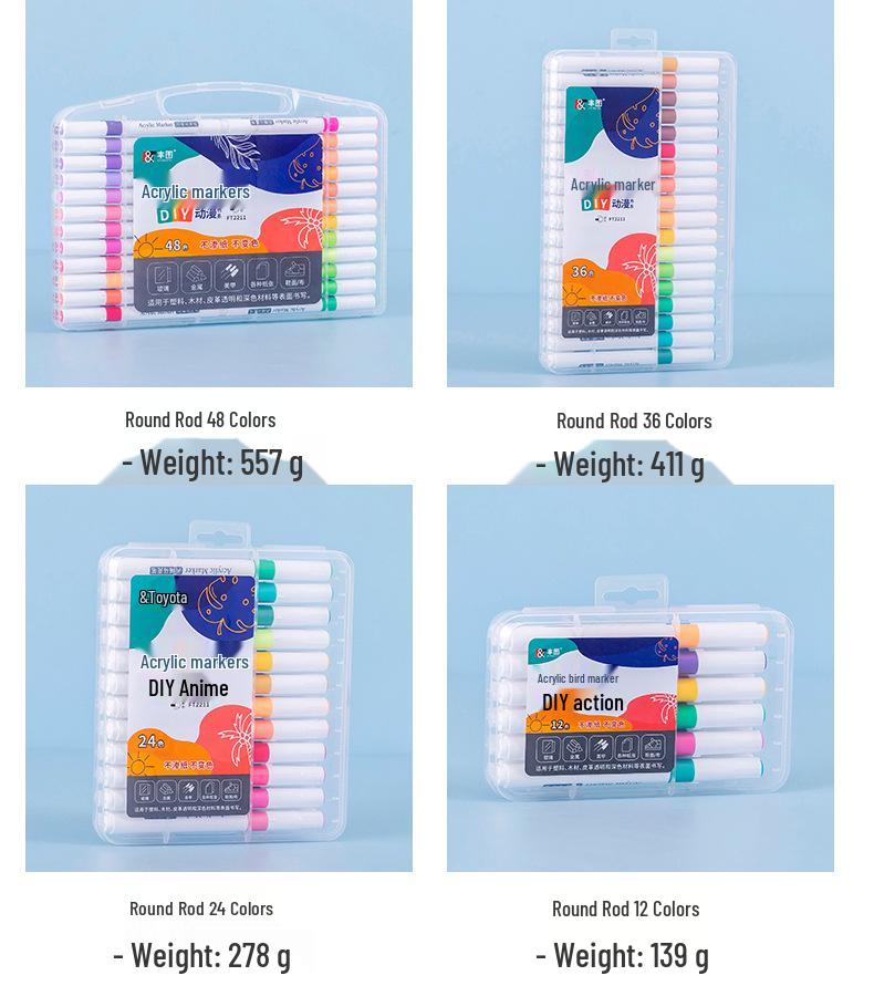 Children's Waterproof Quick-Drying Washable Acrylic Marker Pen Set for Graffiti and School Use