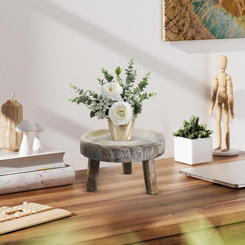 1pcs Wooden Stand For Indoor Plant Round High Stool Modern For Living Room Decorative Mini Wooden Side Table Bonsai Holder