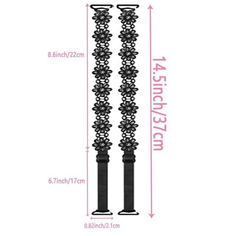 1Pair Lace Flower Decor Bra Straps, Adjustable Versatile Anti-Slip Shoulder Strap For Women'S Lingerie And Bra Accessories