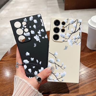 Für Samsung S24 S23 S22 Ultra S21 S20 FE A15 A55 A54 A53 A52 A34 A14 A13 Telefonabdeckung Stoßfestes, weiches TPU-Slim-Blumendruckgehäuse