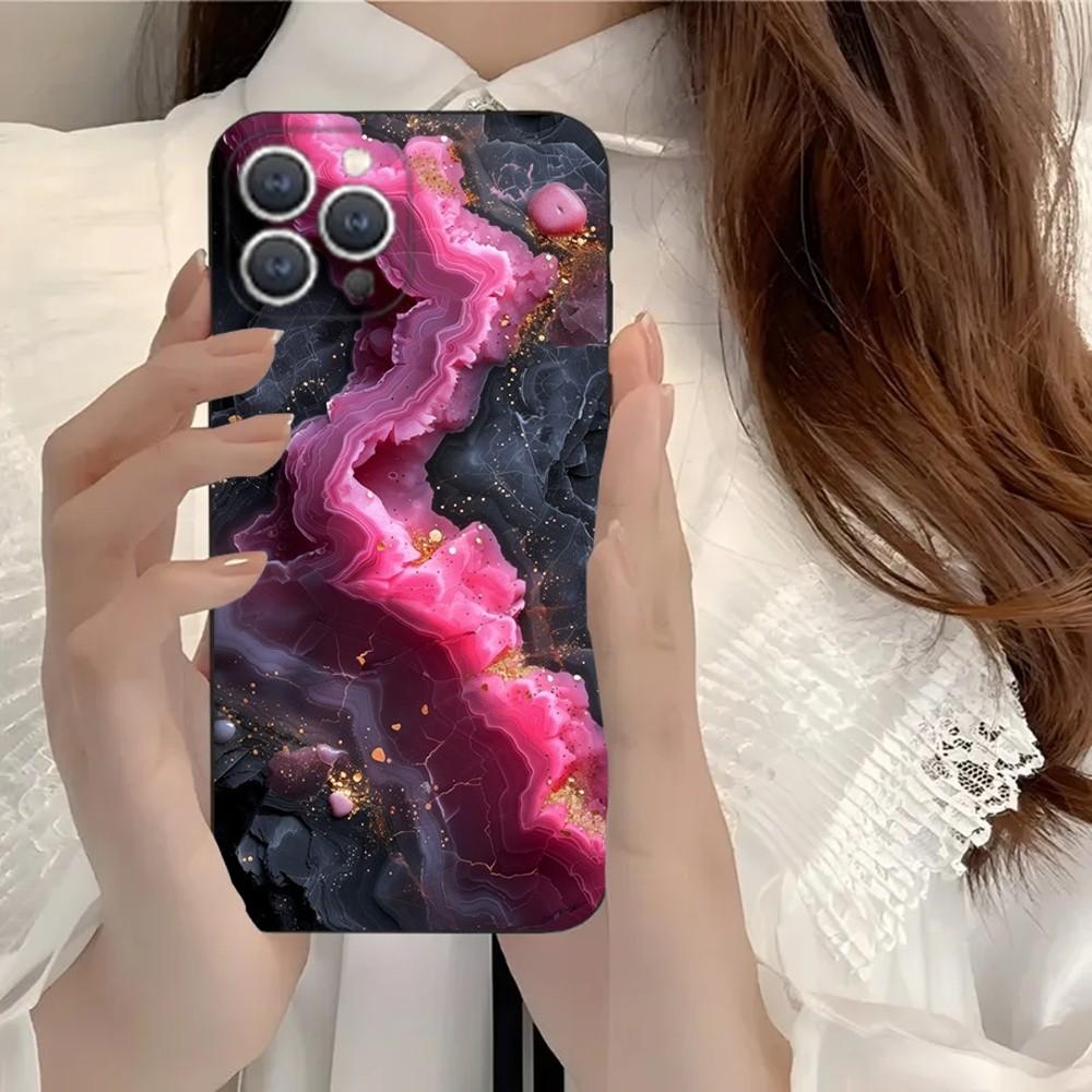 

Pink Gold Marble Art Fashion Phone Case For iPhone 15,14,13,12,11,Plus,Pro Max,XS,X,XR,SE,Mini,8,7 Soft Silicone Black Cover iPhone13mini