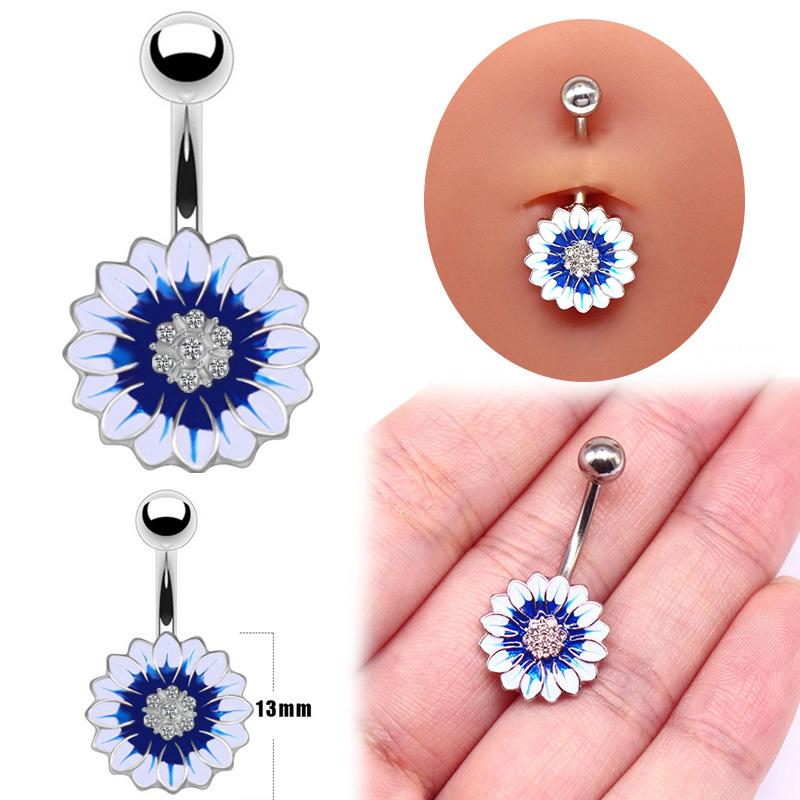 Fashion Heart Zircon Belly Button Rings Butterfly Flower Navel Ring For Women Navel Piercing Barbell Body Piercing Jewelry