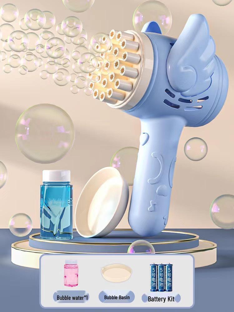 Angel Bubble Machine: 23-Hole Handheld Electric Bubble Gun for Kids