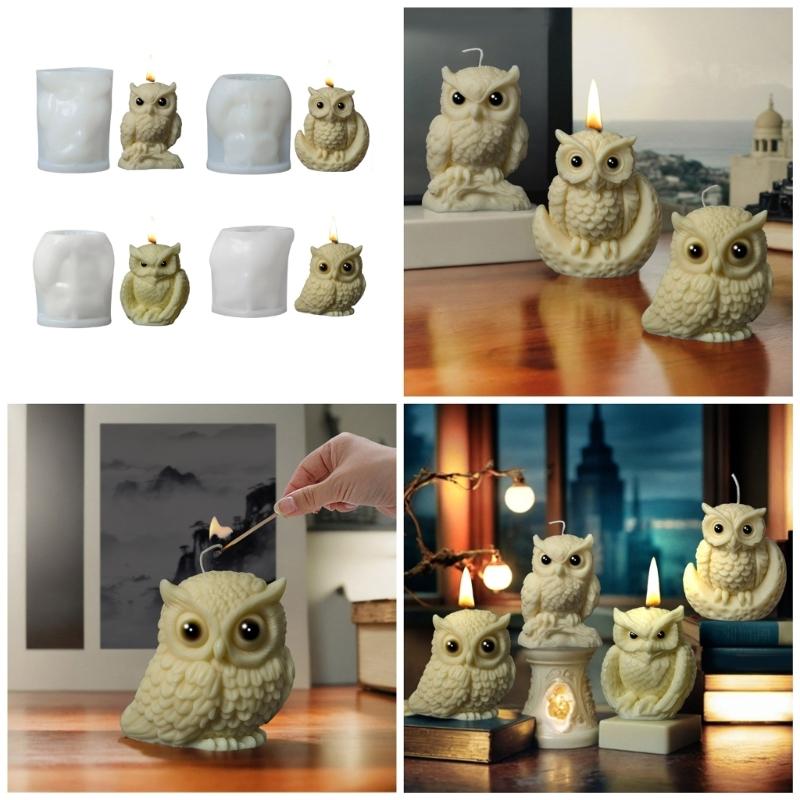 Flexible Silicone Mold Realistic Owl Figurine Candle Crafting Mould Animal Theme Epoxy Resin Mold for Handmade Crafts
