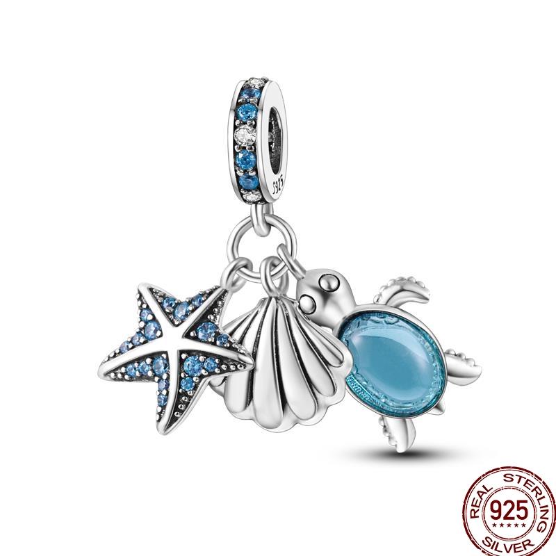 Copper Ocean Series Octopus Starfish Sea Fish Charms Beads Fit 3Mm Bracelets Diy Madam Jewelry Gift