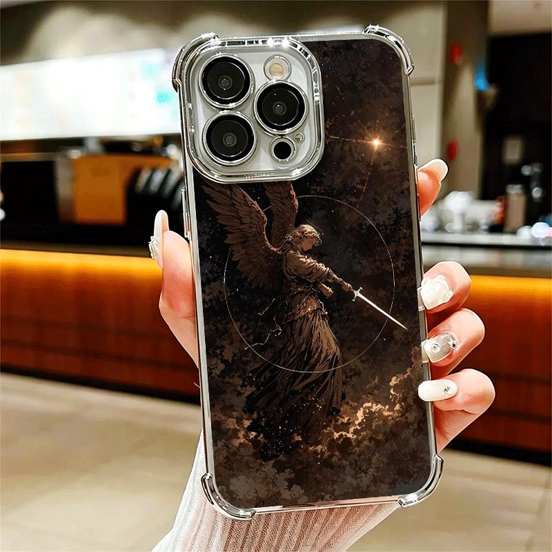 

Эстетичный чехол для телефона с покрытием Архангел Михаил Для iPhone 16 17 Pro Max Air 16E 14 15 Plus 12 13 Mini Противоударный чехол с подушкой безопасности iPhone 16 Pro Max