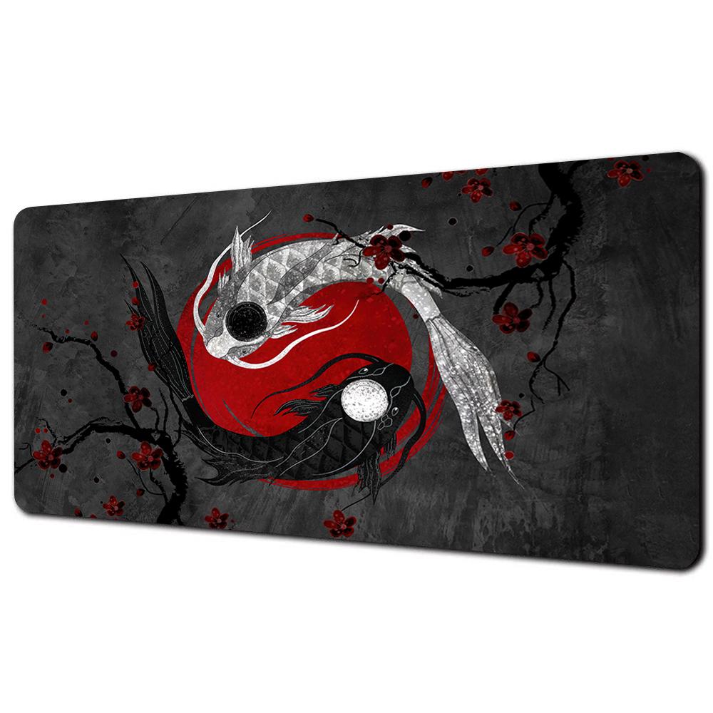 Fish XXL Lock Edge Mousepad Koi Taichi Neutral Large Gaming Desk Mat Keyboard Mats Mouse Mat Beast Desk Pad For Gift Mouse Pad