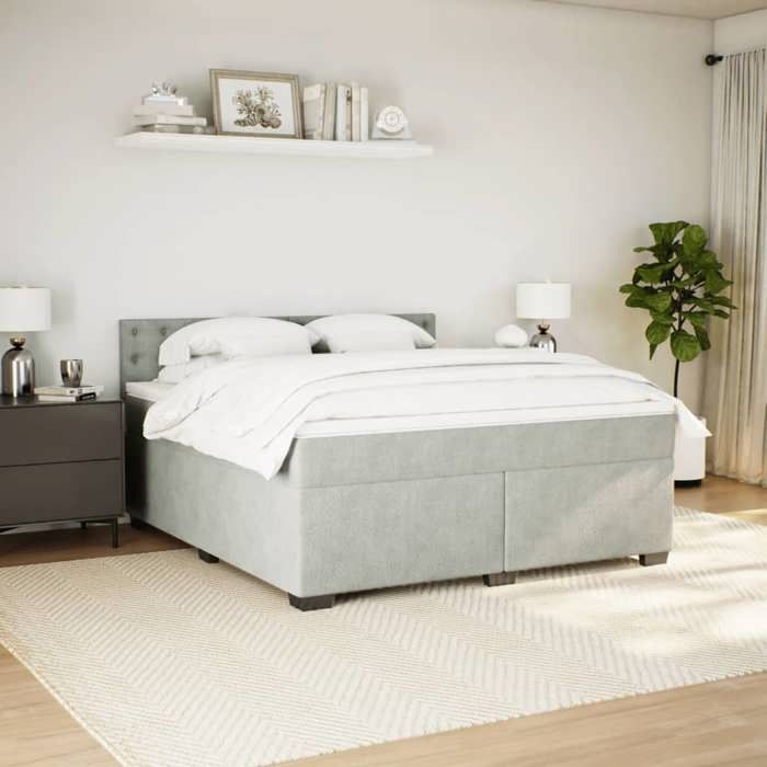Maison Exclusive - Sommier à lattes de lit et matelas Gris clair 180x200cm Velours