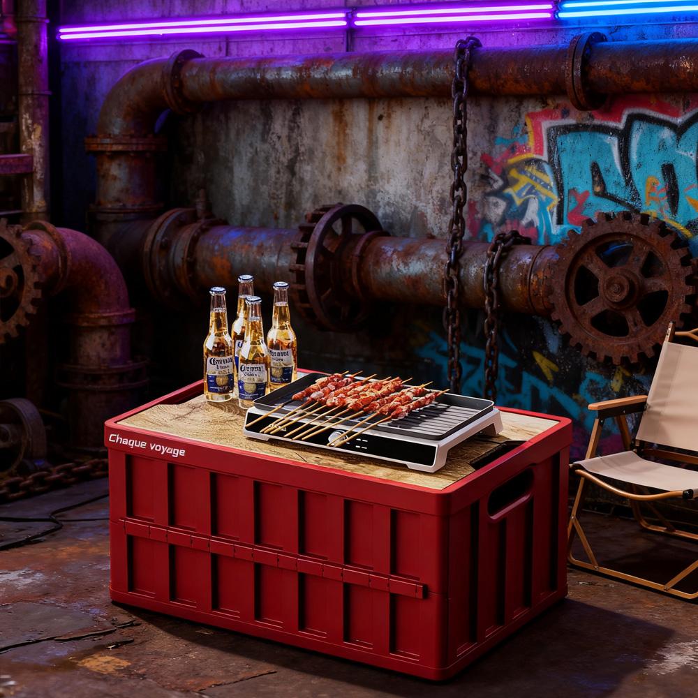 Space-Saving Collapsible Camping Storage Box, Sturdy Handles, Easy To Fold and Carry for Heavy Loads