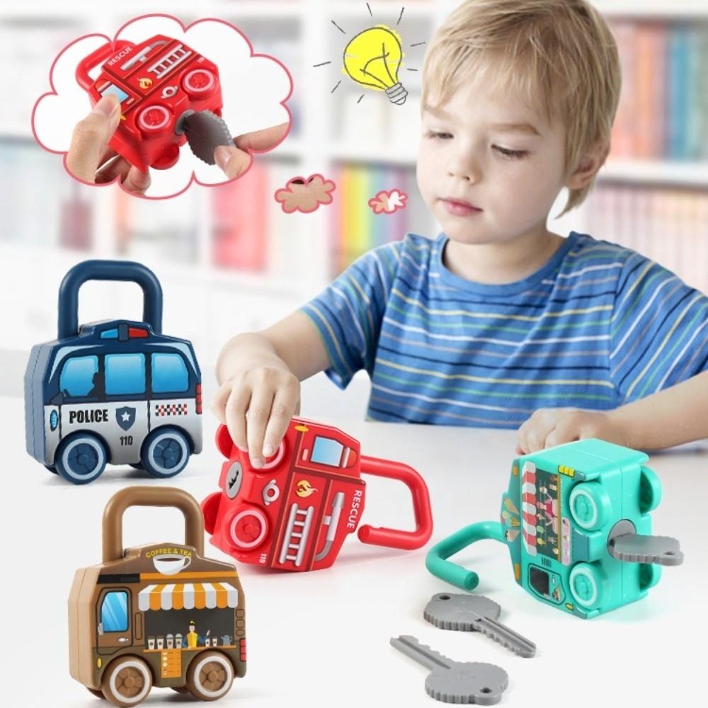 Montessori Key Matching Toy Number Matching Slidable Car Toy School Bus Unlocking Car Toy  Kids