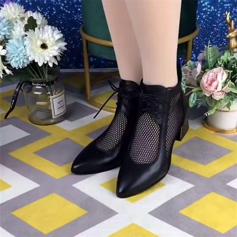 Ghete scurte镂空 din plasă de primăvară și vară, cizme din plasă, cizme răcoroase din plasă, pantofi de damă, cizme Martin subțiri